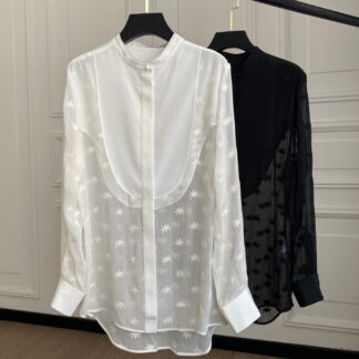 Chloe Star Embroidery Silk Blouse