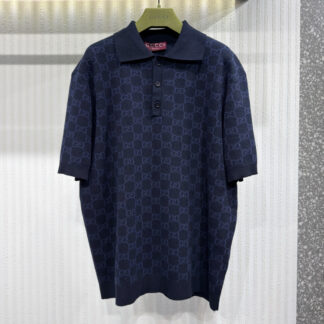 Gucci 26GG Cotton-Silk Jacquard Polo Shirt