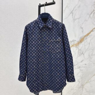Louis Vuitton 26Ss Logo Monogram Denim Shirt