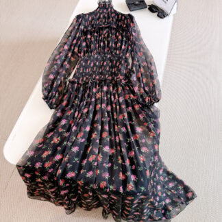 Dolce & Gabbana 26S Silk Puff Sleeve Two-Piece Dress