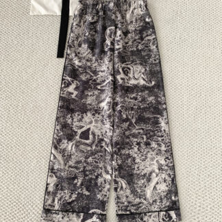 Dior Jungle Animal Print Silk Twill Loose Casual Long Pants