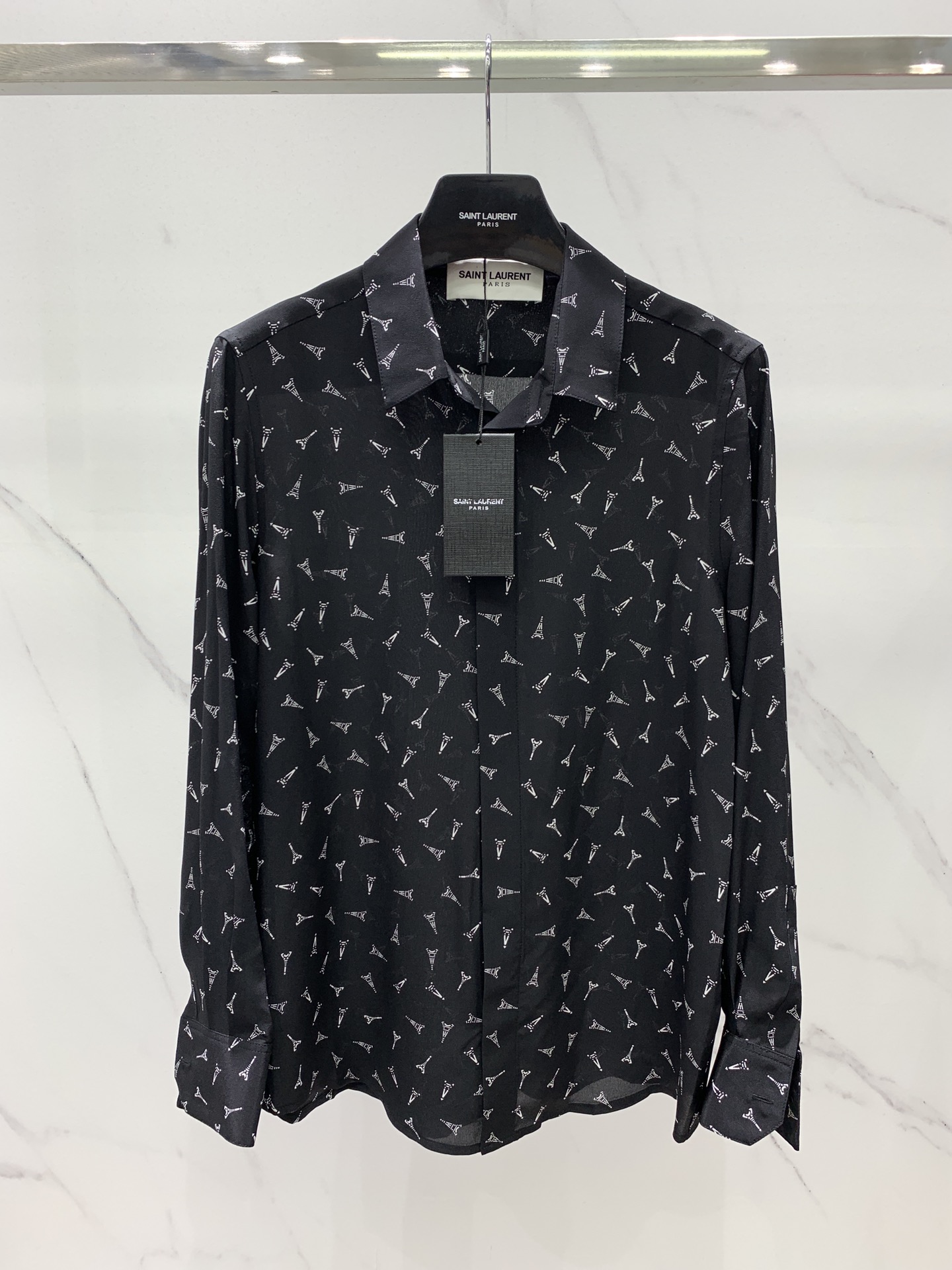 Saint Laurent Eiffel Tower Silk Shirt For Women