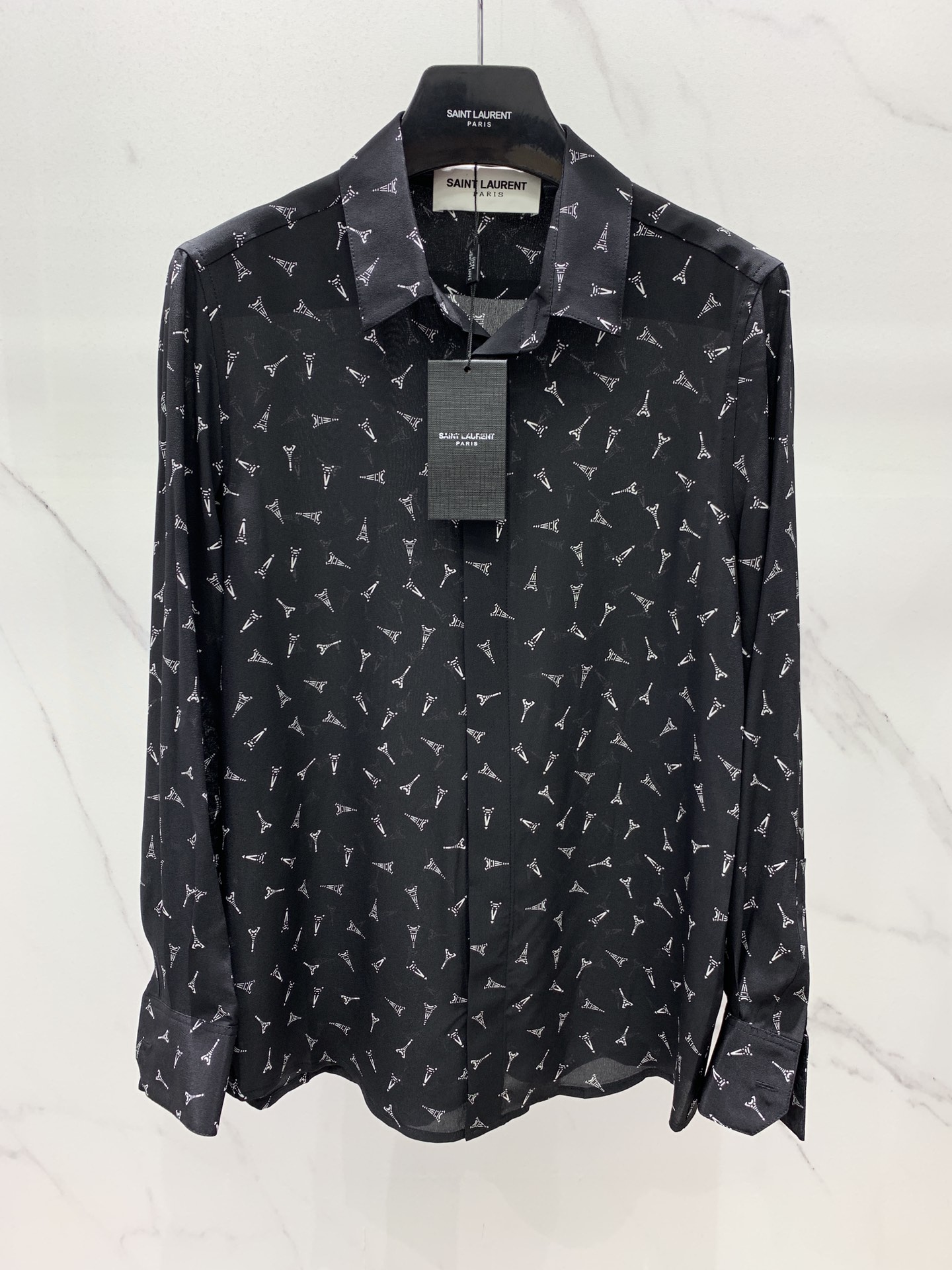 Saint Laurent Eiffel Tower Silk Shirt For Women - Image 2
