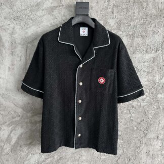 CASA BLANCA 2025SS Black Towel Embroidery Jacquard Short-Sleeve Shirt