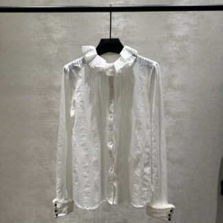 Saint Laurent Embroidered Lace Blouse
