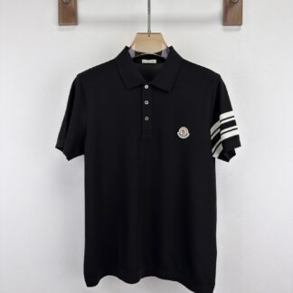 Moncler 26SS Pique-textured Short-Sleeve T-Shirt with Lapel Collar