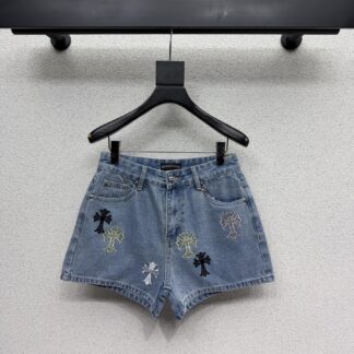Chrome Hearts Crossword Denim Shorts