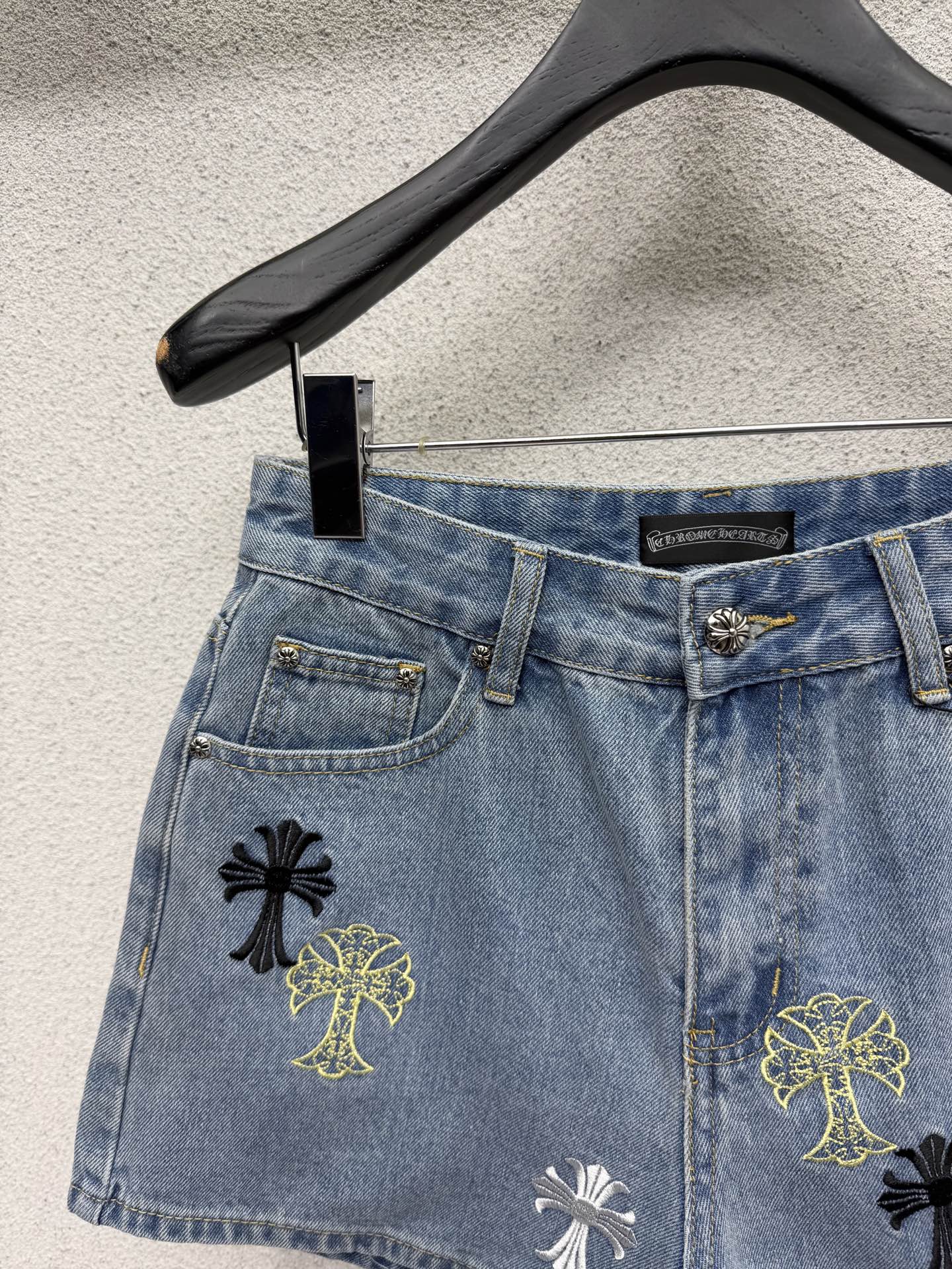 Chrome Hearts Crossword Denim Shorts - Image 2