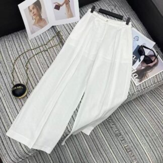 Chanel Linen Wide-Leg Suit Trousers