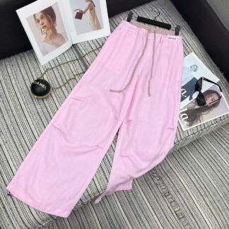 Miu Miu Striped Elastic Waist Wide-Leg Pants