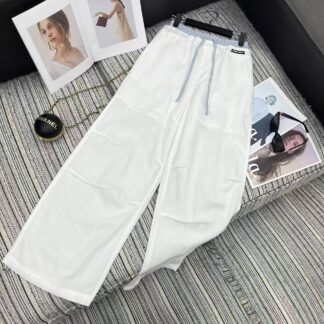 Miu Miu Striped Elastic Waist Wide-Leg Pants