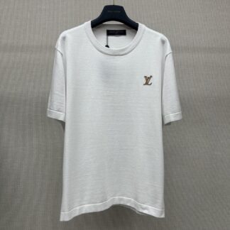 Louis Vuitton Leather Label Knitted Short-Sleeve T-Shirt