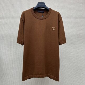 Louis Vuitton Leather Label Knitted Short-Sleeve T-Shirt