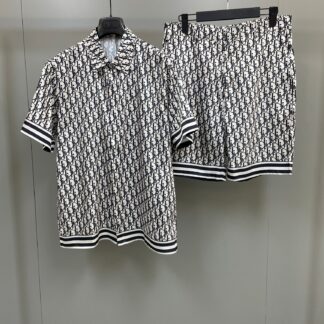 Dior 2024 Spring Summer Silk Twill Oblique Print Short-Sleeve Shirt Set