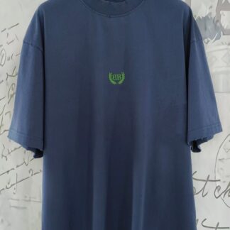 Balenciaga Wheat Embroidery Distressed T-Shirt Wash Blue Unisex