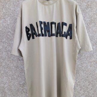 Balenciaga Rubber Print Distressed Wash T-Shirt Khaki Unisex