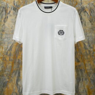 Replica Dolce & Gabbana 2026SS Embroidered Logo Contrast Rib T-Shirt