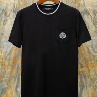 Replica Dolce & Gabbana 2026SS Embroidered Logo Contrast Rib T-Shirt