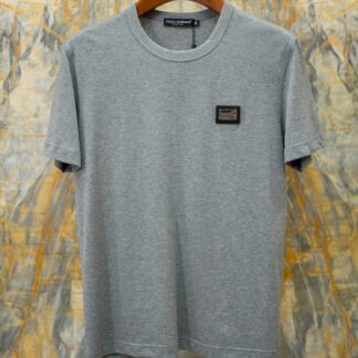 Replica Dolce & Gabbana 2026SS Classic Leather Logo T-Shirt Gray