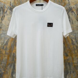 Replica Dolce & Gabbana 2026SS Classic Leather Logo T-Shirt White