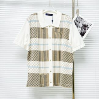 Louis Vuitton LV Checkered Collar Knitted Cardigan Short Sleeve