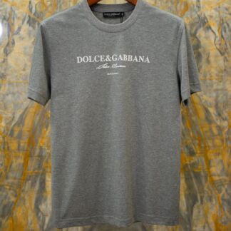 Replica Dolce & Gabbana 2026SS Classic Logo Flock Print T-Shirt Gray