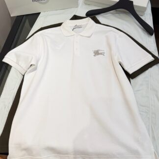 Replica Burberry 2026 Metal Horse Embroidery Pique Polo White