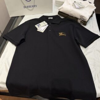 Replica Burberry 2026 Metal Horse Embroidery Pique Polo Black