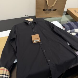 Replica Burberry Classic Equestrian Logo Dress Shirt Black