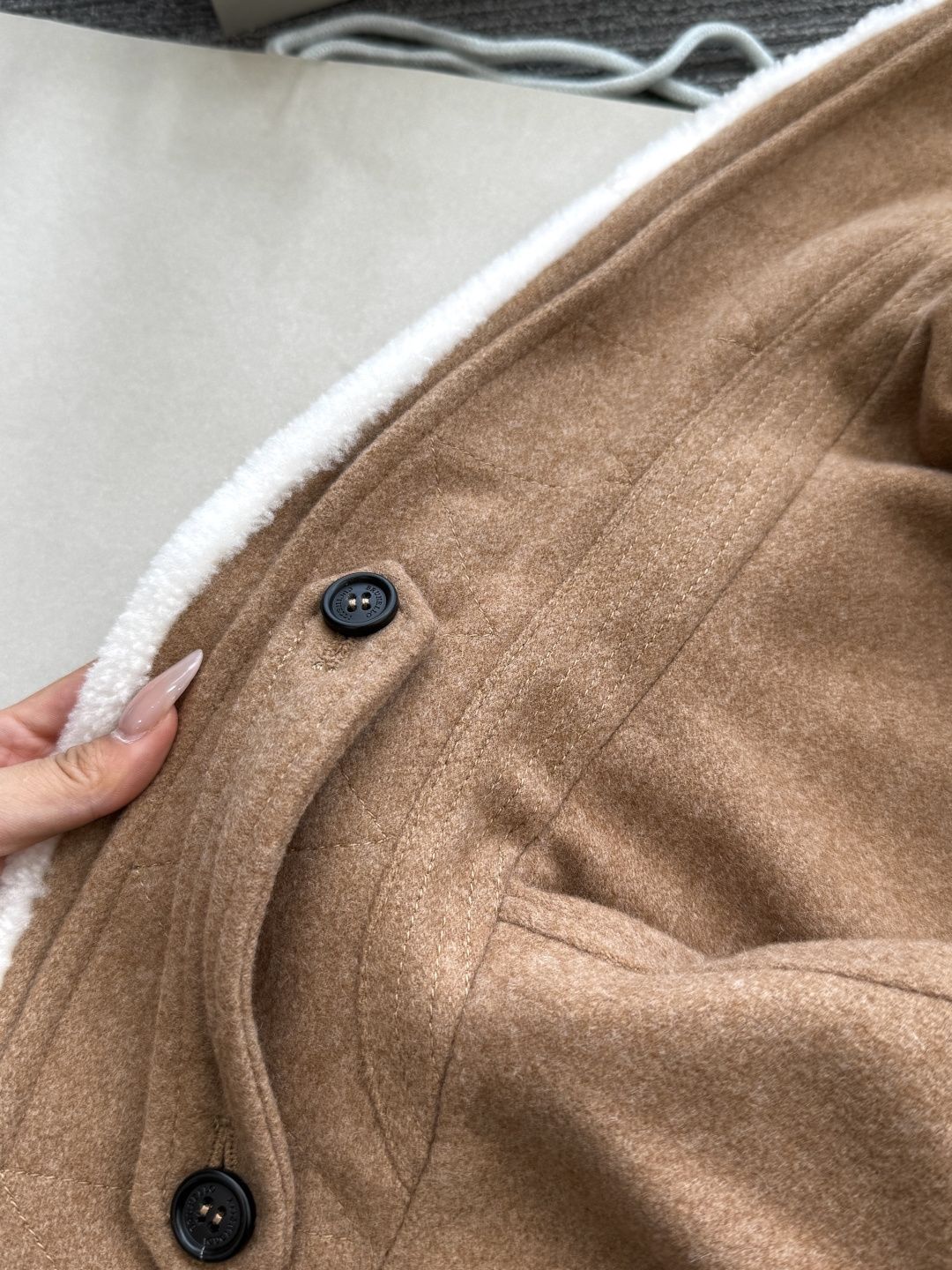 Brunello Cucinelli Men Lined Shearling Fur Trim Jacket - Image 8