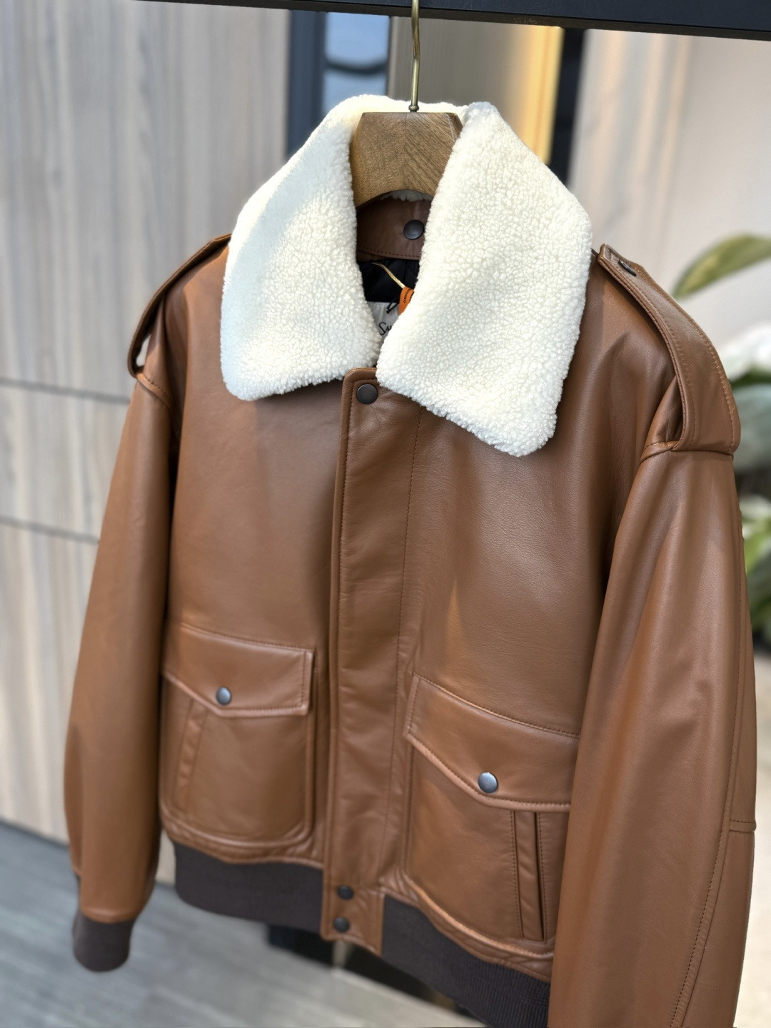 Saint Laurent YSL Women Lambskin Wool Fur Collar Bomber Jacket - Image 4