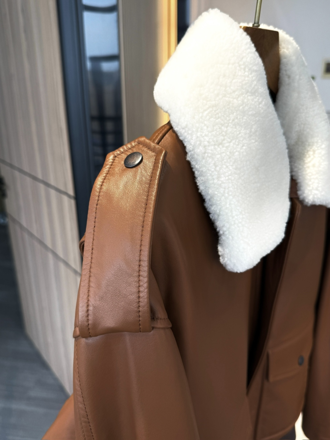 Saint Laurent YSL Women Lambskin Wool Fur Collar Bomber Jacket - Image 6