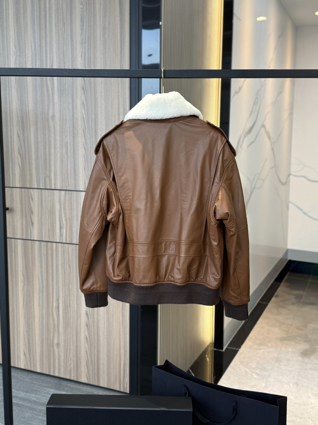 Saint Laurent YSL Women Lambskin Wool Fur Collar Bomber Jacket - Image 8