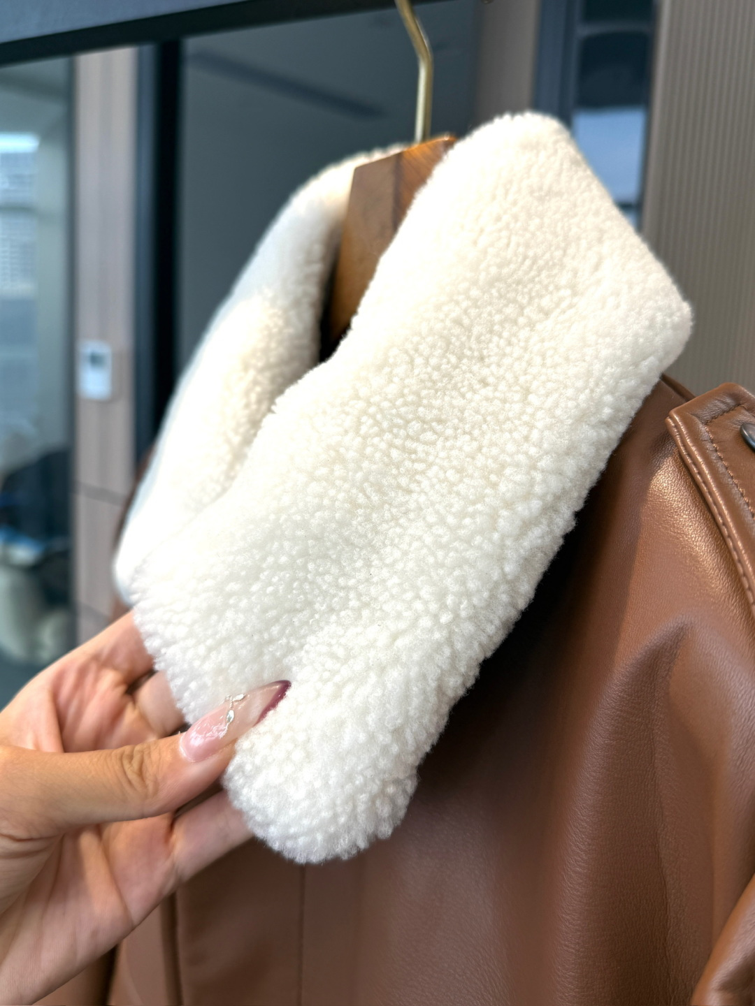 Saint Laurent YSL Women Lambskin Wool Fur Collar Bomber Jacket - Image 5