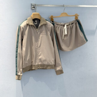 MiuMiu Letter Graphic Zipper Jacket With Skirt