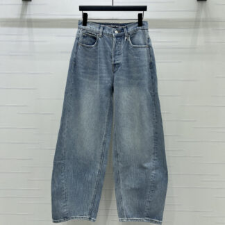 Replica Alexander Wang 2026 Spliced Denim Curved Pants For Women