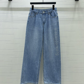 Replica Alexander Wang Letter Logo Wide Leg Denim Jeans 2026 For Women