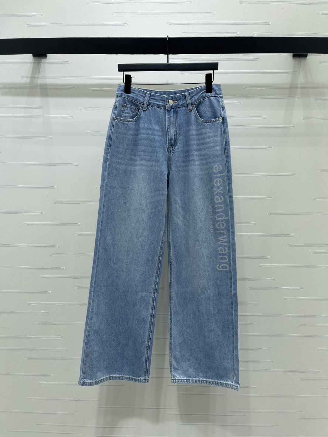 Replica Alexander Wang Letter Logo Wide Leg Denim Jeans 2026 For Women