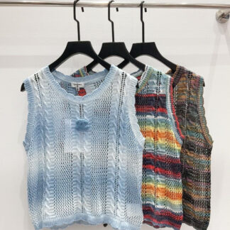 Replica Chanel Double C Logo Gradient Stripe Knit Tank Top Vest 2026 For Women