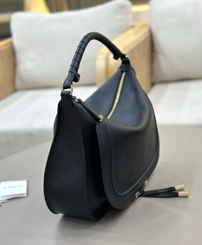 Chloe Marcie Shoulder Bag Black - Image 3
