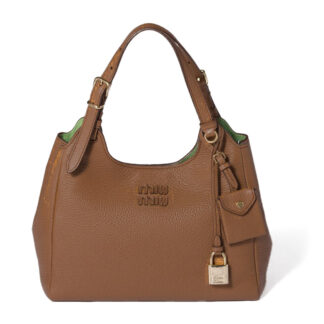 MiuMiu Leather Handbag 5BA304 Coffee