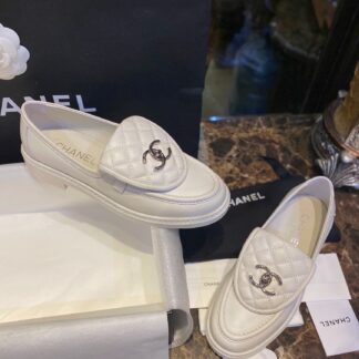 Chanel Backpack Buckle Loafers Milk White For Women