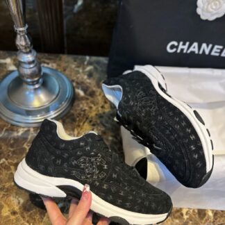 Chanel 22A Black Embossed Sneakers For Women