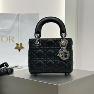 Dior Lady Dior Bag Lambskin Black Silver
