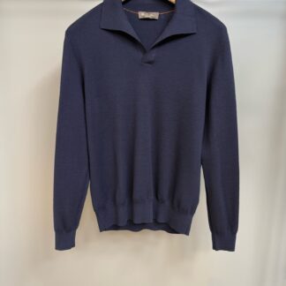 Replica Loro Piana Wish Empire Wool Polo Shirt Blue