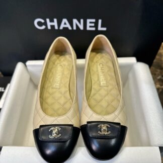Chanel 24B Beige Backpack Buckle Ballet Flats For Women
