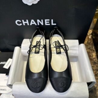 Chanel 25C Black Strap Flat Mary Jane Shoes For Women