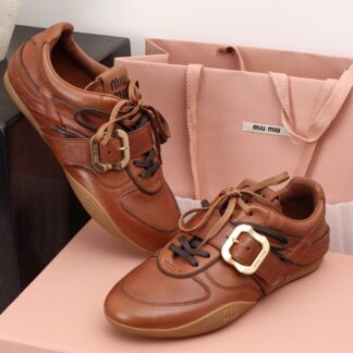Miumiu Buckle Leather Sneakers For Women