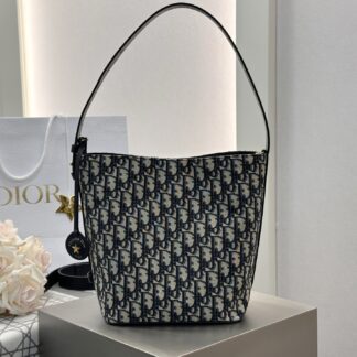 Diorstar Small Bucket Bag Blue Oblique