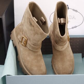 Prada Suede Platform Ankle Boots For Women